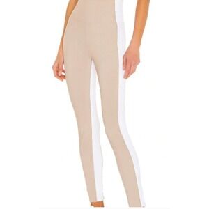 Beach Riot Ribbed Colorblock Leggings Tan White High Waist Activewear Womens M